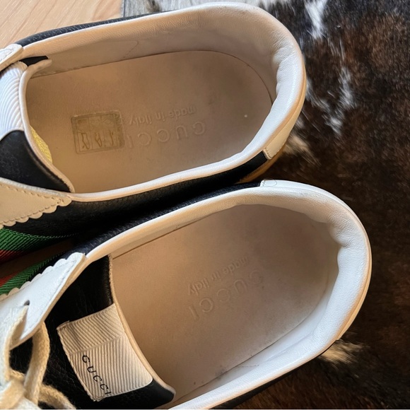 GUCCI‎ G74 Web Low Black Lace Up Sneakers Gucci size 7.5 - Picture 6 of 10